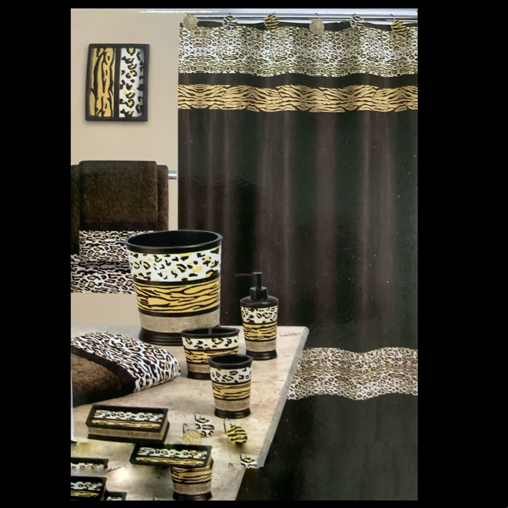 Animal Print Shower Curtain Fabric Gazelle Collection Chocolate Brown 72 X 72 in - Picture 2 of 9
